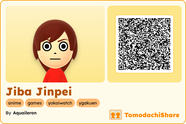 Jiba Jinpei, a male Mii  with tags: anime, games, yokaiwatch, ygakuen