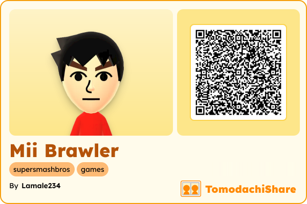 Mii Brawler, a male Mii  with tags: supersmashbros, games