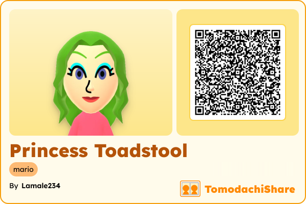 Princess Toadstool, a female Mii  with tags: mario