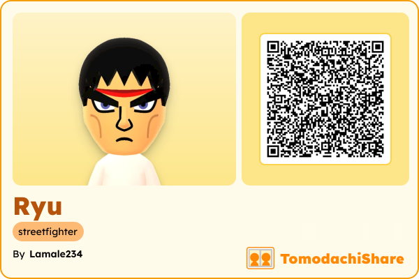 Ryu, a male Mii  with tags: streetfighter