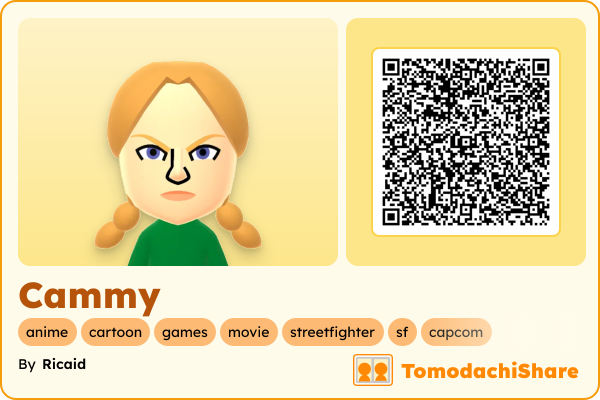 Cammy, a female Mii  with tags: anime, cartoon, games, movie, streetfighter, sf, capcom