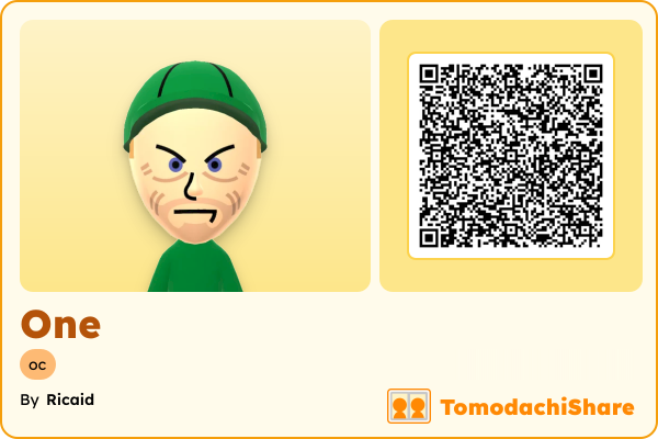 One, a male Mii  with tags: oc