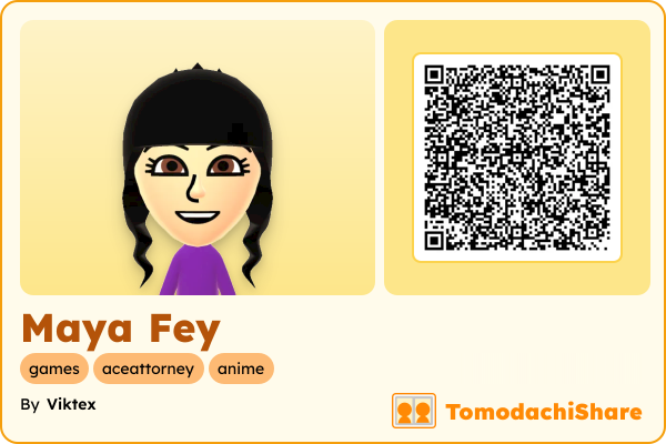 Maya Fey, a female Mii  with tags: games, aceattorney, anime