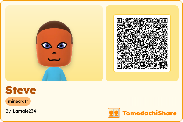 Steve, a male Mii  with tags: minecraft