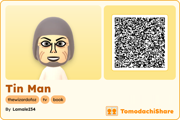 Tin Man, a male Mii  with tags: thewizardofoz, tv, book