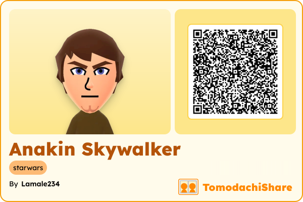 Anakin Skywalker, a male Mii  with tags: starwars