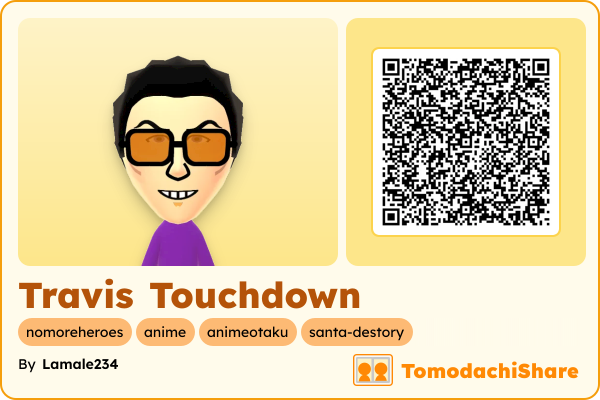 Travis Touchdown, a male Mii  with tags: nomoreheroes, anime, animeotaku, santa-destory
