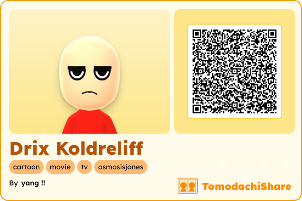 Drix Koldreliff, a male Mii  with tags: cartoon, movie, tv, osmosisjones