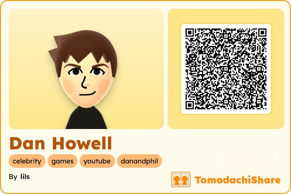 Dan Howell, a male Mii  with tags: celebrity, games, youtube, danandphil