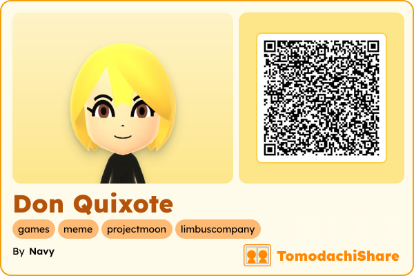 Don Quixote, a female Mii  with tags: games, meme, projectmoon, limbuscompany
