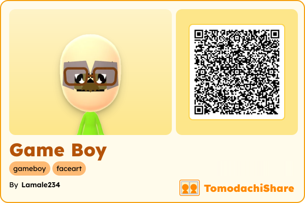Game Boy, a female Mii  with tags: gameboy, faceart