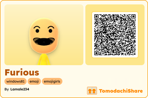 Furious, a female Mii  with tags: windows81, emoji, emojigirls