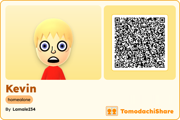 Kevin, a male Mii  with tags: homealone