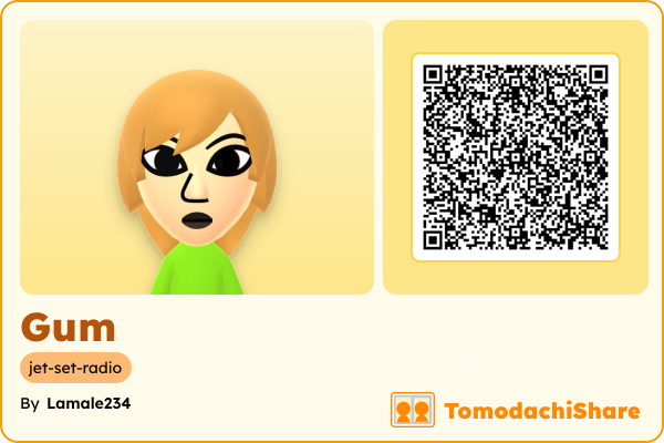 Gum, a female Mii  with tags: jet-set-radio