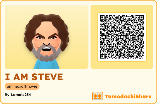 I AM STEVE, a male Mii  with tags: aminecraftmovie