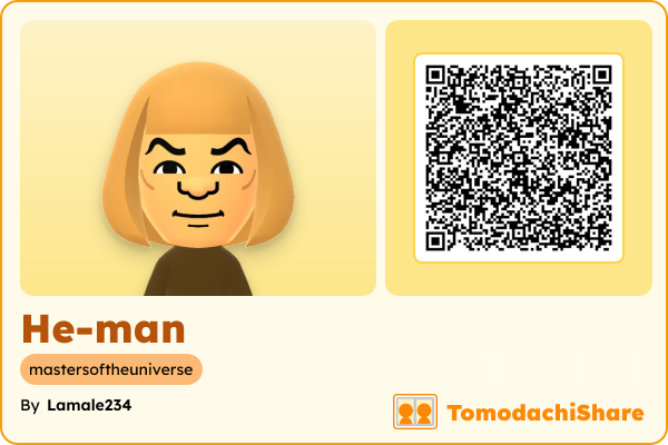 He-man, a male Mii  with tags: mastersoftheuniverse