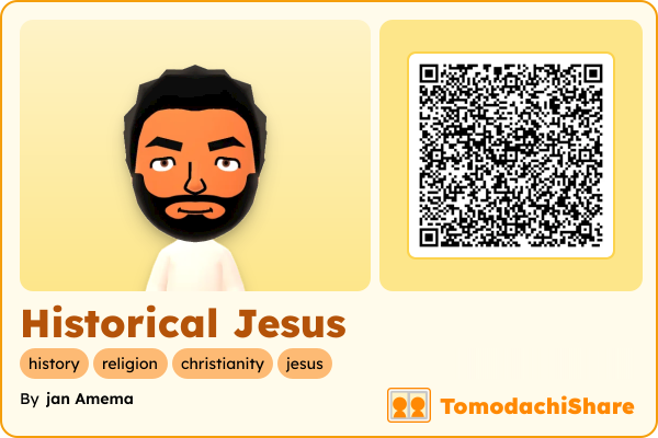 Historical Jesus, a male Mii  with tags: history, religion, christianity, jesus