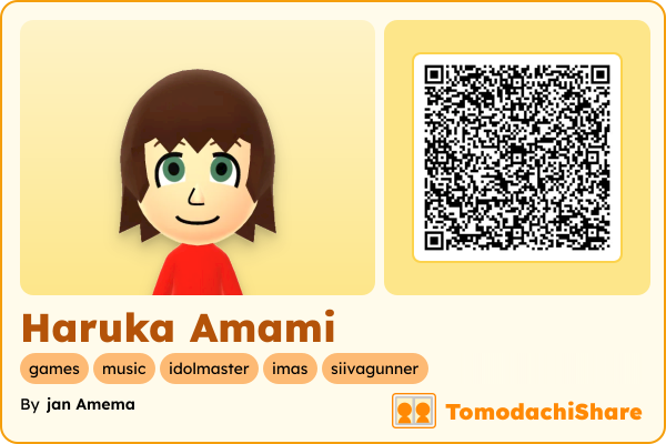 Haruka Amami, a female Mii  with tags: games, music, idolmaster, imas, siivagunner