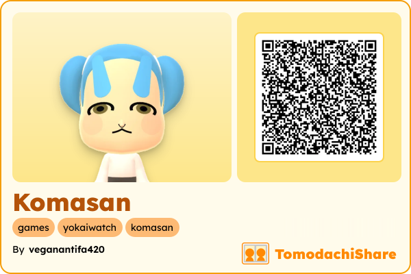 Komasan, a male Mii  with tags: games, yokaiwatch, komasan