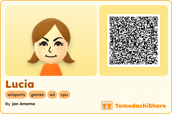 Lucia, a female Mii  with tags: wiisports, games, wii, cpu