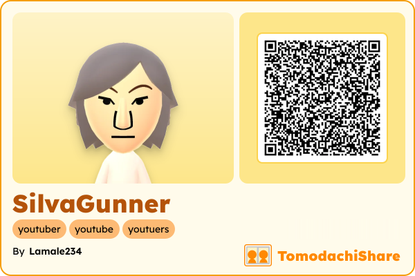 SilvaGunner, a male Mii  with tags: youtuber, youtube, youtuers