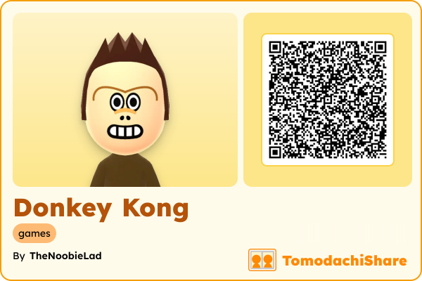 Donkey Kong, a male Mii  with tags: games