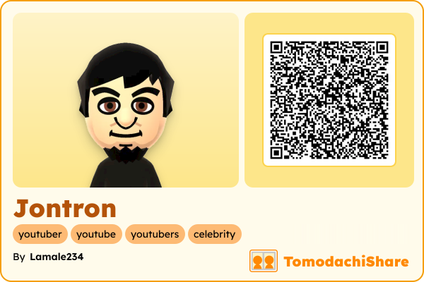 Jontron, a male Mii  with tags: youtuber, youtube, youtubers, celebrity