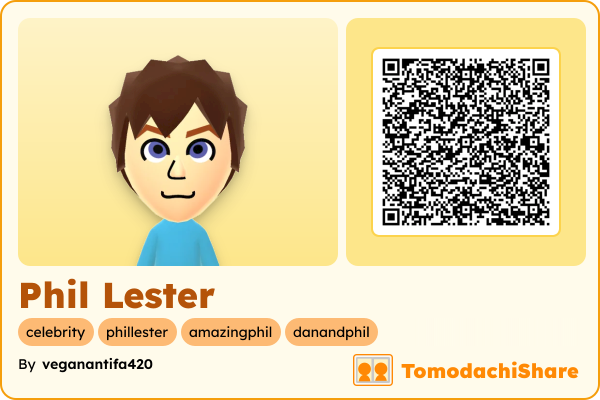 Phil Lester, a male Mii  with tags: celebrity, phillester, amazingphil, danandphil