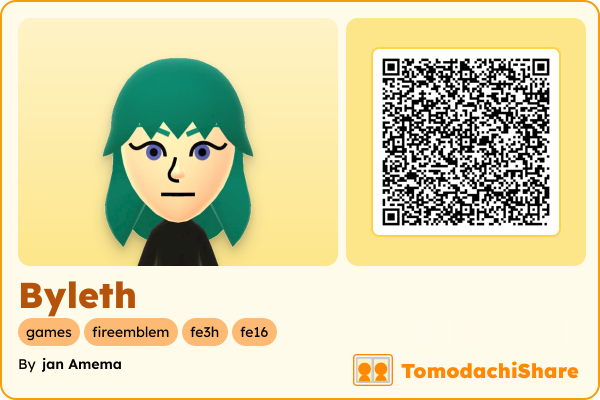 Byleth, a female Mii  with tags: games, fireemblem, fe3h, fe16