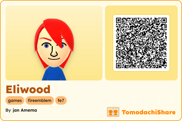 Eliwood, a male Mii  with tags: games, fireemblem, fe7