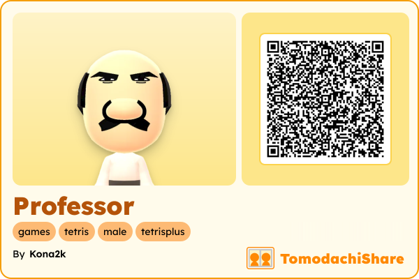 Professor, a male Mii  with tags: games, tetris, male, tetrisplus