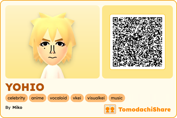 YOHIO, a male Mii  with tags: celebrity, anime, vocaloid, vkei, visualkei, music