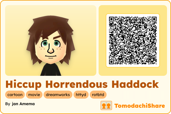 Hiccup Horrendous Haddock, a male Mii  with tags: cartoon, movie, dreamworks, httyd, rotbtd