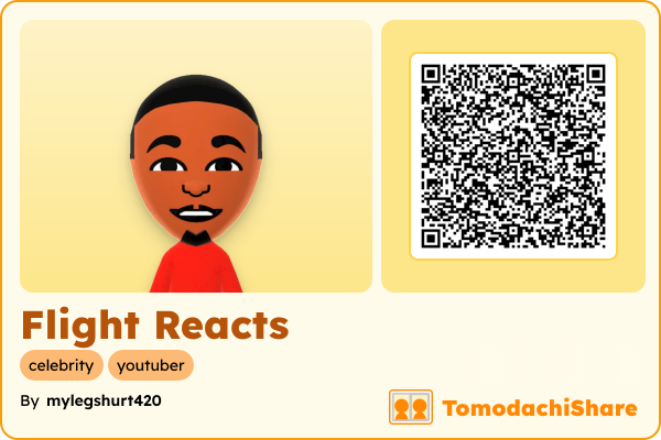 Flight Reacts, a male Mii  with tags: celebrity, youtuber