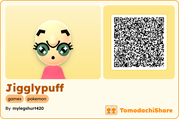 Jigglypuff, a female Mii  with tags: games, pokemon
