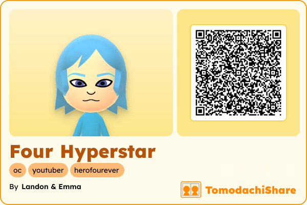Four Hyperstar, a male Mii  with tags: oc, youtuber, herofourever