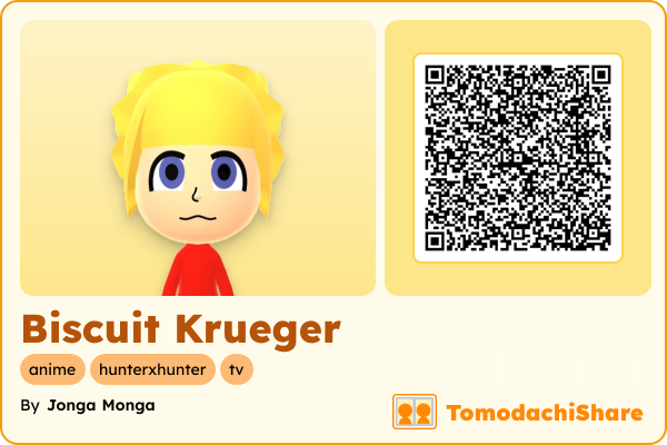 Biscuit Krueger, a female Mii  with tags: anime, hunterxhunter, tv
