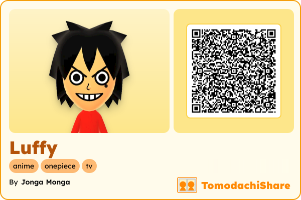 Luffy, a male Mii  with tags: anime, onepiece, tv