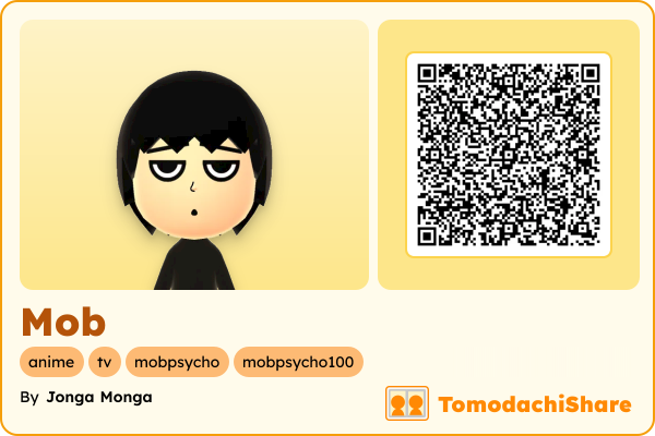 Mob, a male Mii  with tags: anime, tv, mobpsycho, mobpsycho100