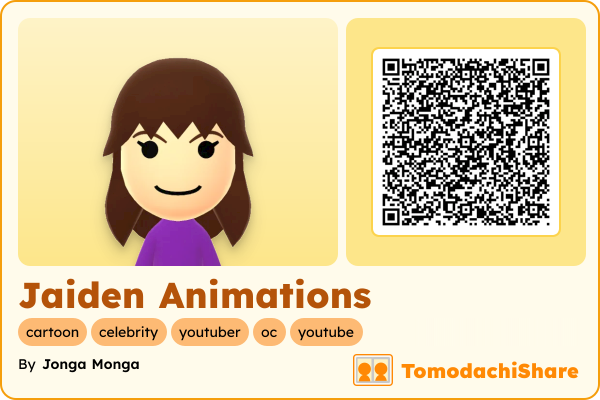 Jaiden Animations, a female Mii  with tags: cartoon, celebrity, youtuber, oc, youtube