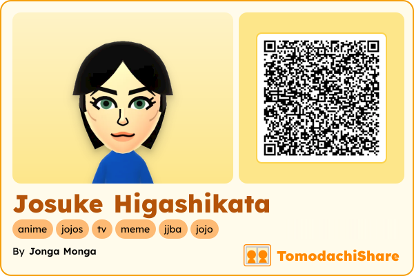 Josuke Higashikata, a male Mii  with tags: anime, jojos, tv, meme, jjba, jojo