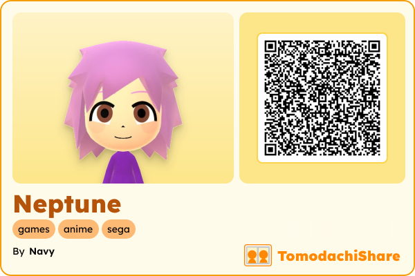 Neptune, a female Mii  with tags: games, anime, sega