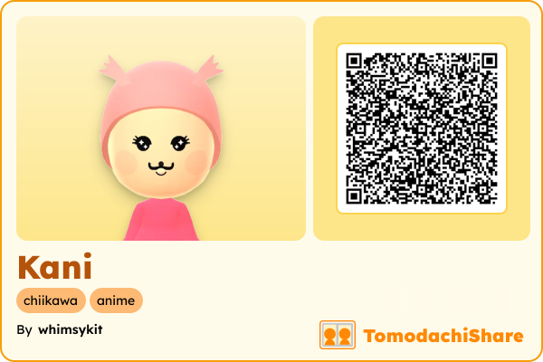 Kani, a female Mii  with tags: chiikawa, anime