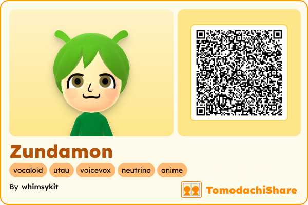 Zundamon, a female Mii  with tags: vocaloid, utau, voicevox, neutrino, anime