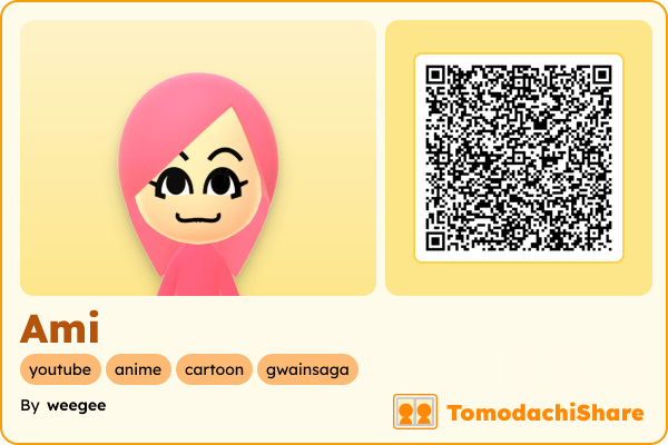 Ami, a female Mii  with tags: youtube, anime, cartoon, gwainsaga