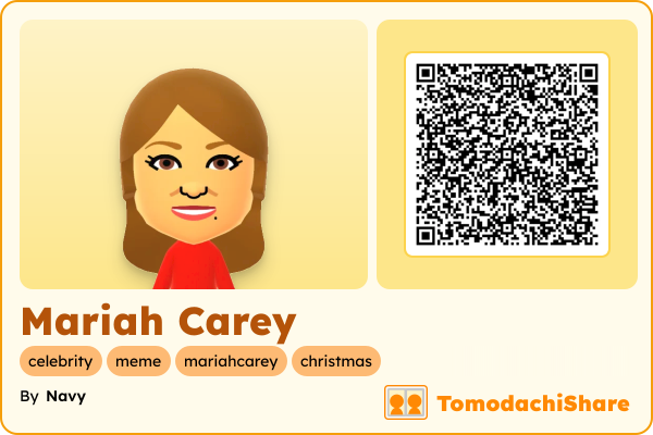Mariah Carey, a female Mii  with tags: celebrity, meme, mariahcarey, christmas