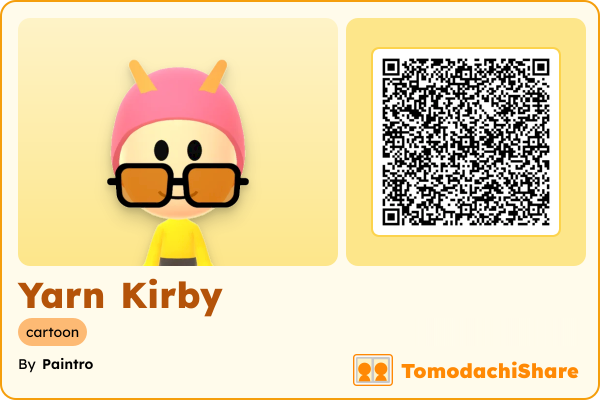 Yarn Kirby, a male Mii  with tags: cartoon