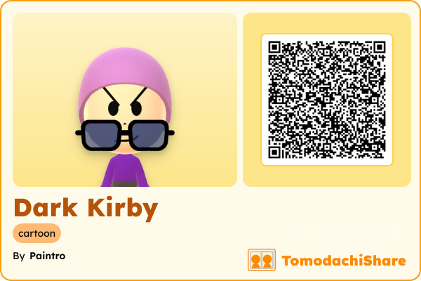 Dark Kirby, a male Mii  with tags: cartoon