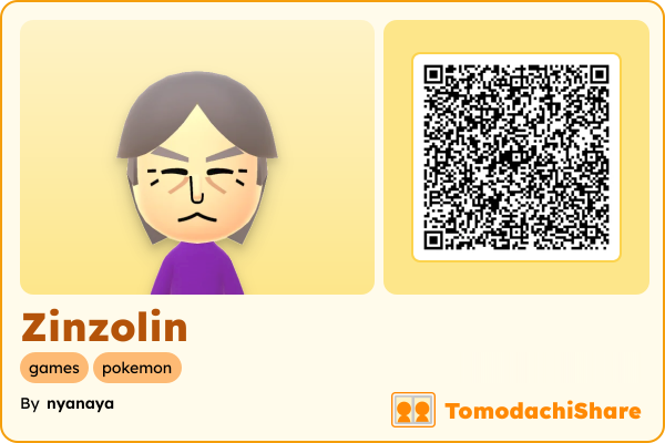 Zinzolin, a female Mii  with tags: games, pokemon