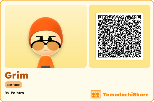 Grim, a male Mii  with tags: cartoon